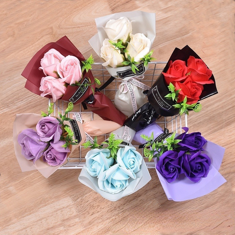 Artificial Flowers : 3 Roses Mini Bouquet