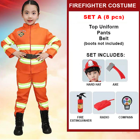 Kids Fireman Firefighter Costume Set