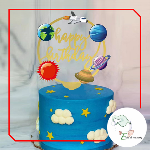 Acrylic Cake Topper : Happy Birthday (Outer Space)