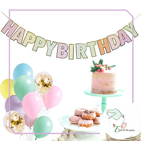 Pastel Colored Happy Birthday Banner