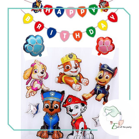 Paw Patrol Happy Birthday Banner and Party Balloons