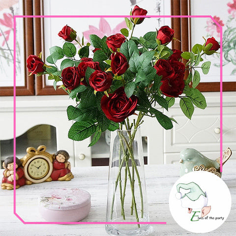 Artificial Flowers : 3 Head Artificial Silk Rose