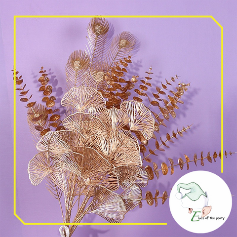 Artificial Leaves : Gold Holly Gingko Biloba Eucalyptus Leaf