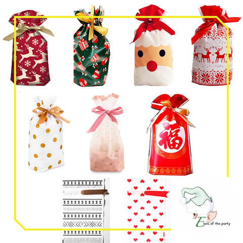 Plastic Loot Bag with Ribbon - Cookie, Birthday, Christmas, Lunar New Year (Pack of 10)