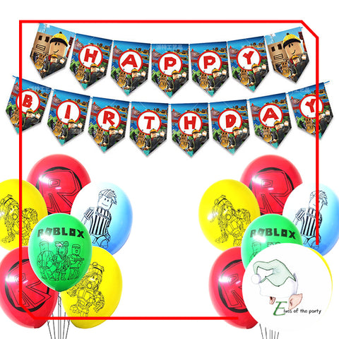 Roblox Birthday Banner and Balloons