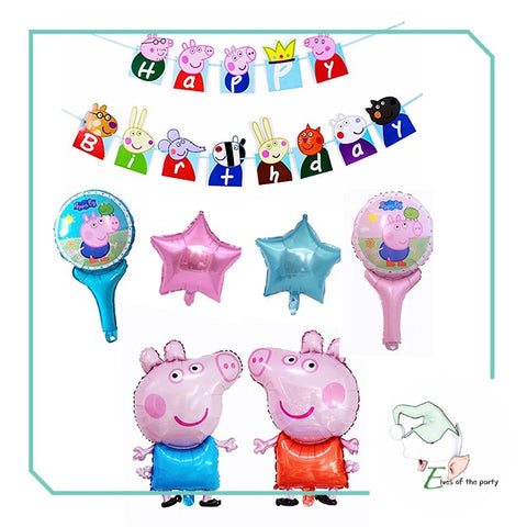 Peppa Pig Happy Birthday Banner and Balloons