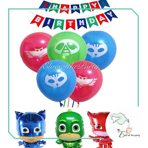 PJ Masks Balloons / Happy Birthday Banner