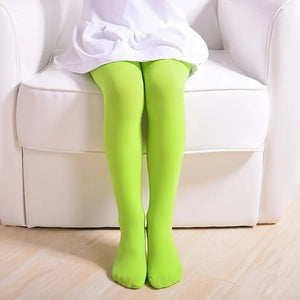 Neon Green 80s Pantyhose Ballet Stockings Peter Pan Costume for Kids