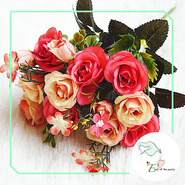 Artificial Flowers Mixed Garden Roses Foliage Flower Bouquet Elves of the Party