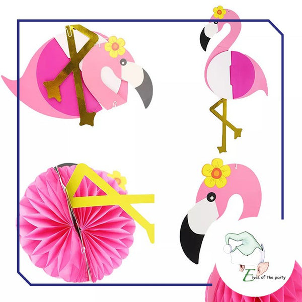 Hawaiian Tropical: Flamingo and Pineapple Honeycomb Lantern
